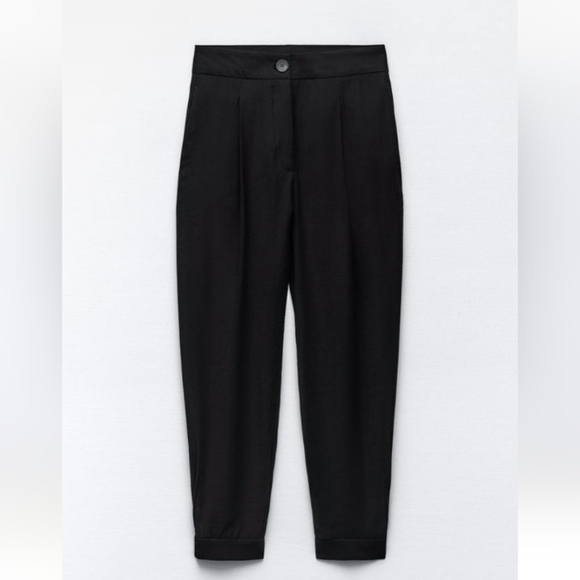 Zara Cuffed Ankle Barrel Pants Sz- Large - Picture 7 of 12